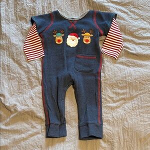 Mud Pie Waffle Knit Embroidered Romper Sz 3-6 Months Christmas Holidays